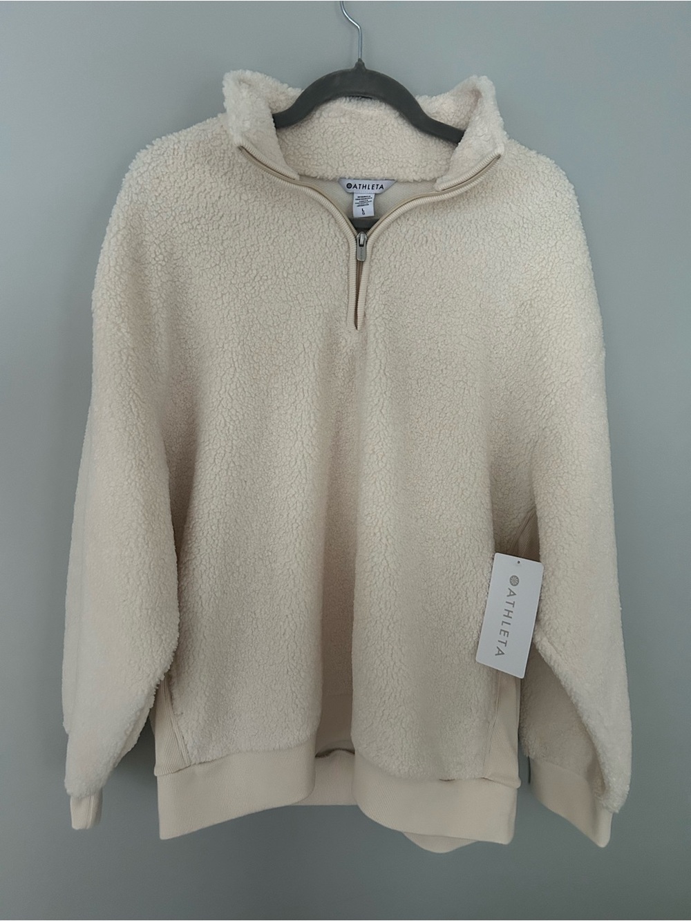 Athleta Cream Forever Fleece 1/4 Zip Sweatshirt